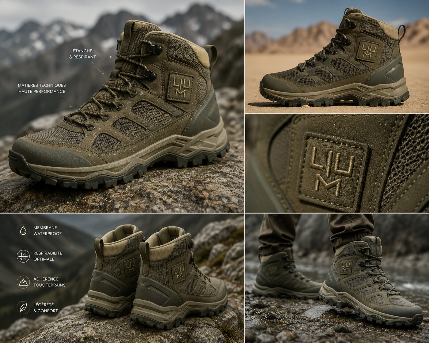 LIUM — chaussures de randonnée, écusson brodé