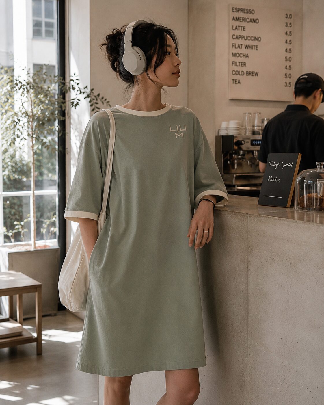 LIUM — prêt-à-porter, robe vert amande